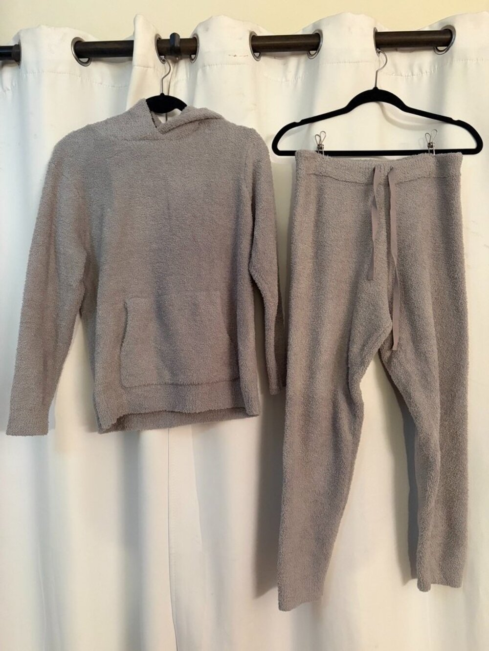 Softies Solid Marshmallow Hoodie & Jogger Lounge Set Heather Grey Medium EUC